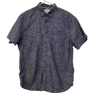 Denim & Flower Men's Short Sleeved Shirt Slim Fit Blue Floral Design  - Large